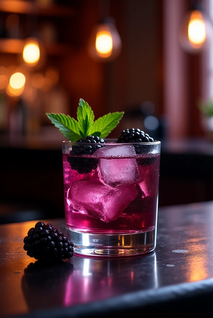 Mix cassis liqueur and vodka、Drink in a rocks glass