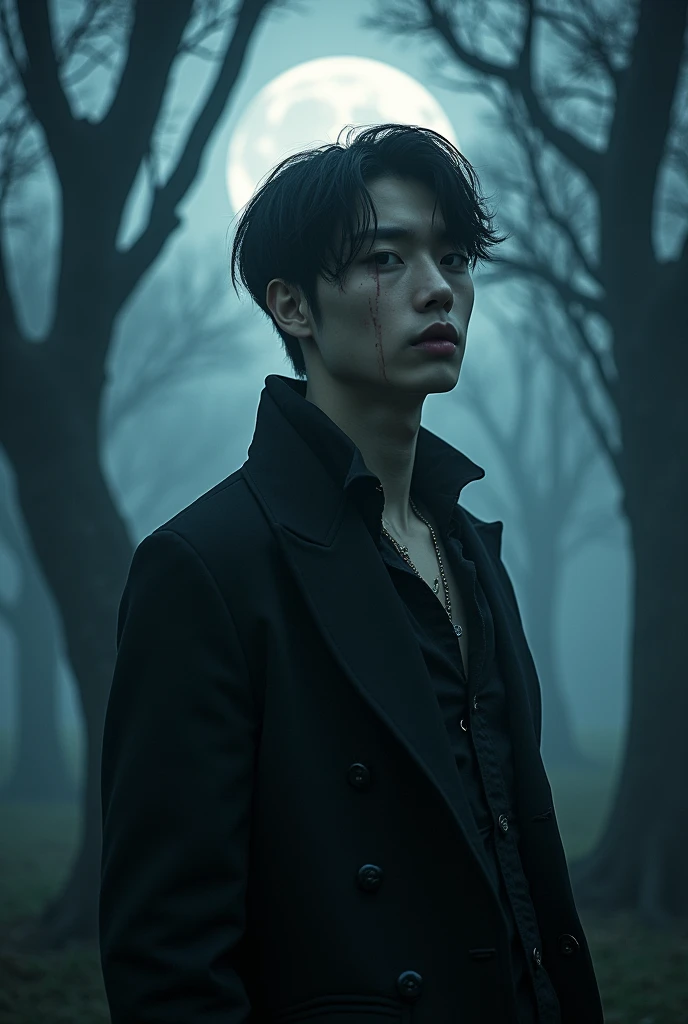 Jeon Jungkook bts vampire version with blood on his mouth 