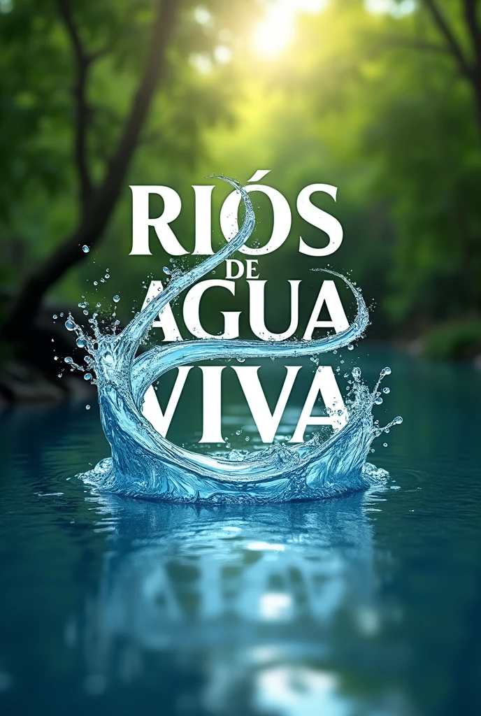 A logo where the letters RIOS DE AGUA VIVA appear and a river flows 
