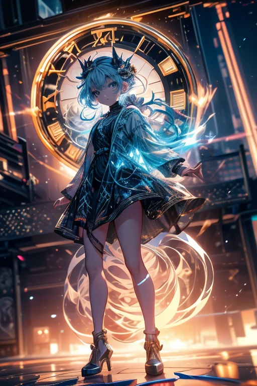 there is a clock that is on the side of a building, frozen time effect, crystalized time warps, time vortex in the background, 4k highly detailed digital art, surrealism 8k, 3d digital art 4k, caught in the flow of time, digital art 4k unsettling, moment frozen in time, time warping, surreal 3 d render