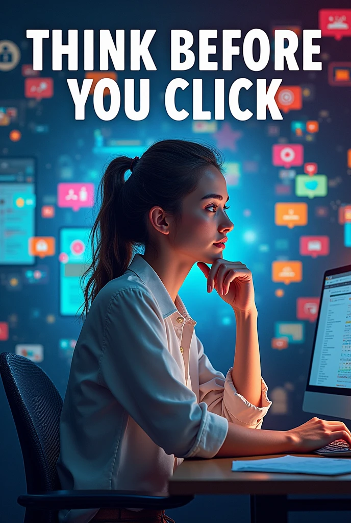 make a creative poster make in canva about "think before you click"
