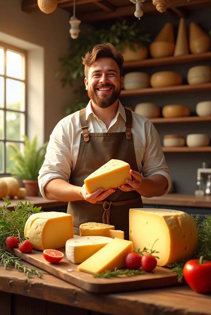 Give me an image for a cheese business that will be placed on a card, advertising. Let the name of the business called La casa del Queso BQ come out