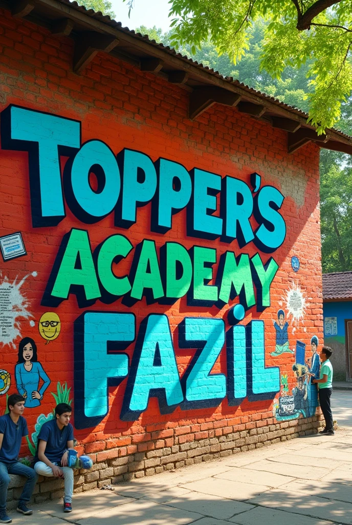 Write "Topper's Academy & College Fazil" on the wall