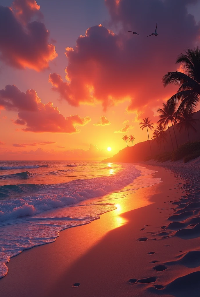 A sunset on the beach