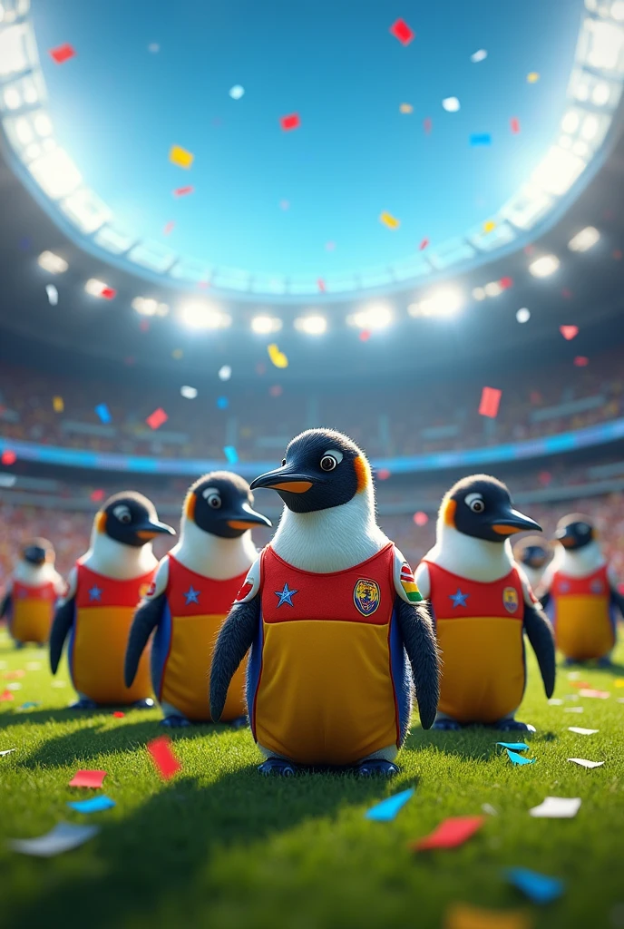 ARMY OF PENGUINS  LATIN AMERICAN SOCCER JERSEYS 
WITH STADIUM BACKGROUND 