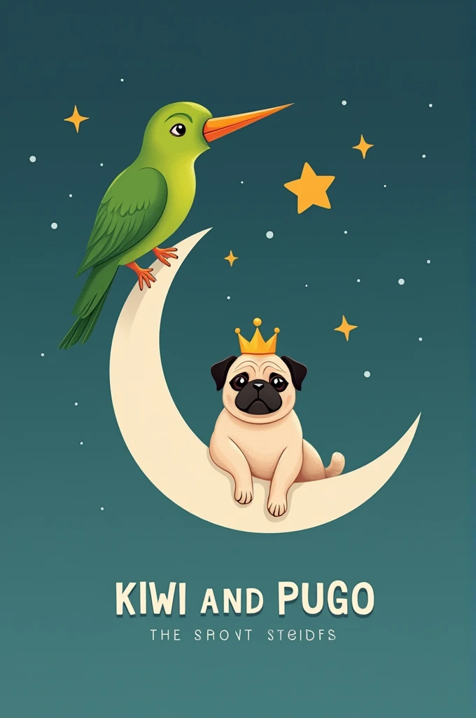 Clothing brand logo named KIWI AND PUGO that features the moon
