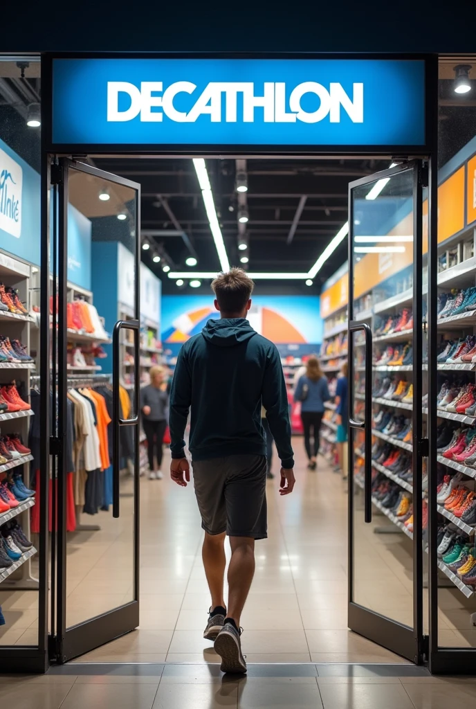 a person entering the Decathlon store
