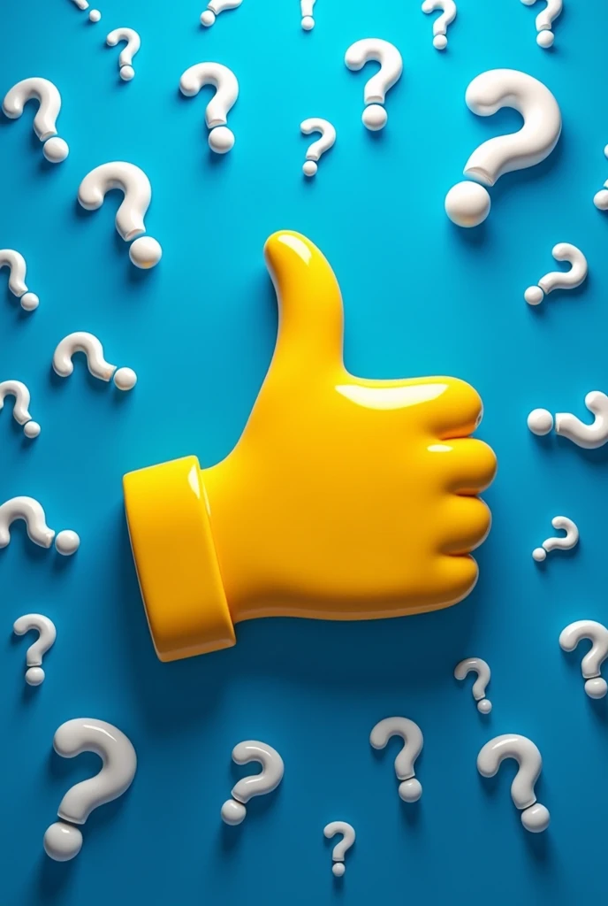 make a poster with a blue background with question marks and in the middle theirs a thumb
