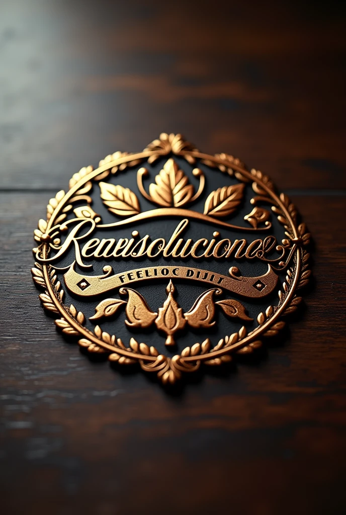 Bronze gold business notice that says Servisoluciones D Y D with logos of light, fireplaces, fire and that has good presence
