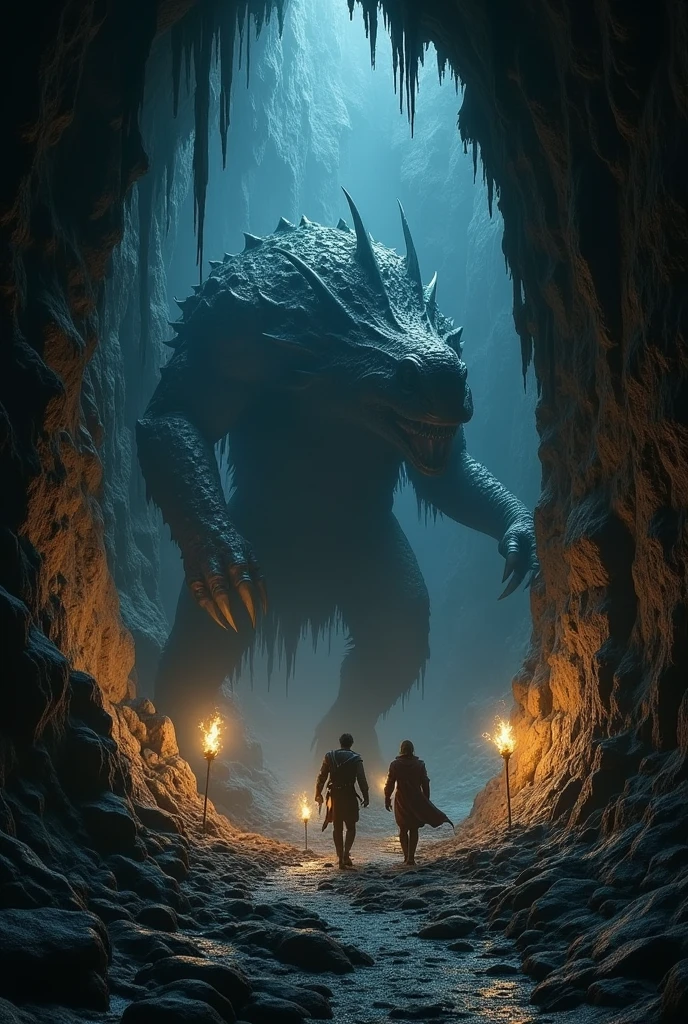 Deep cave with a monster inside