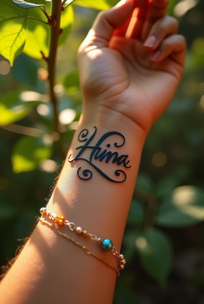 Tattoo written hina in forearm