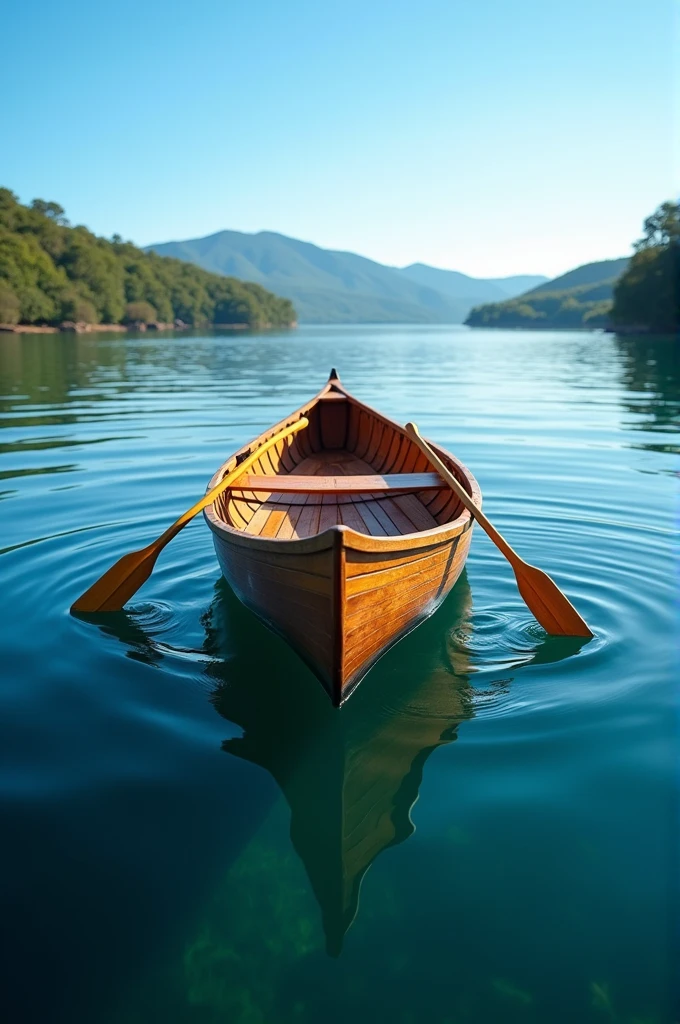 Canoe with Crossed Oars: A traditional canoe with two crossed oars underneath, symbolizing adventure and the connection with the water and navigation in the Lagoa dos Patos.