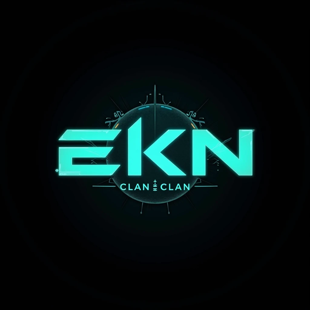 Logo for a clan named EKN and its color palette is #00FFFF