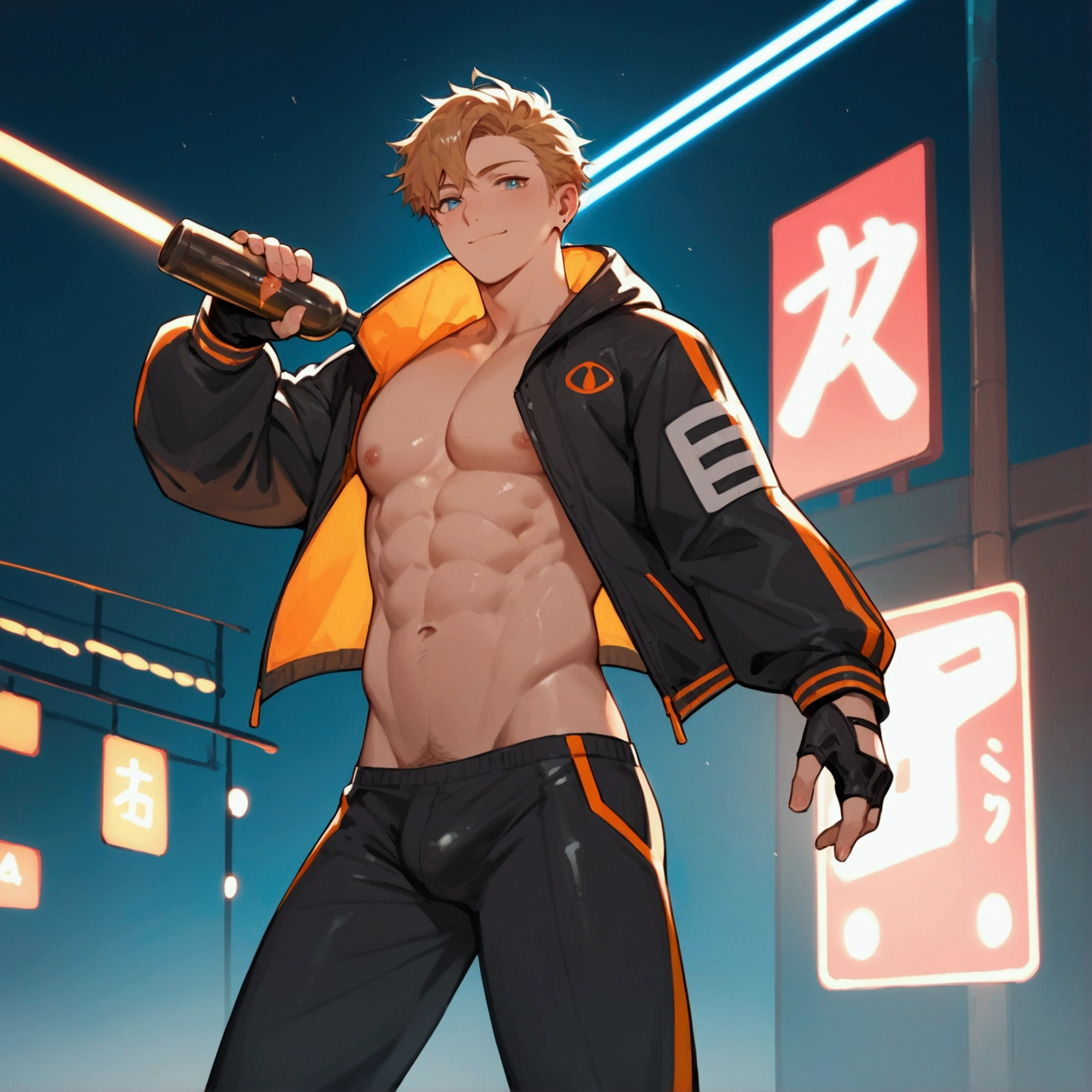 score_9, score_8_up, score_7_up, rating_explicit, source_anime, male focus, bomb boy, outfit inspired by an explosive bomb, bomb design, neon light, artwork