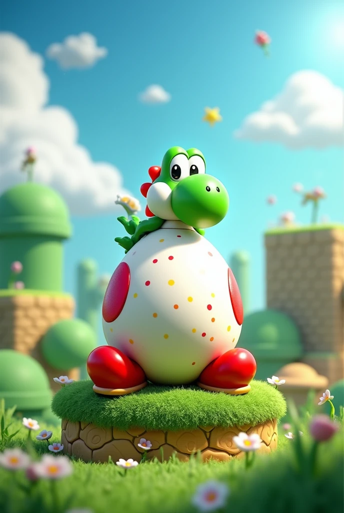 Yoshi's egg with Yoshi's shell tail, Mario's shoes and hat