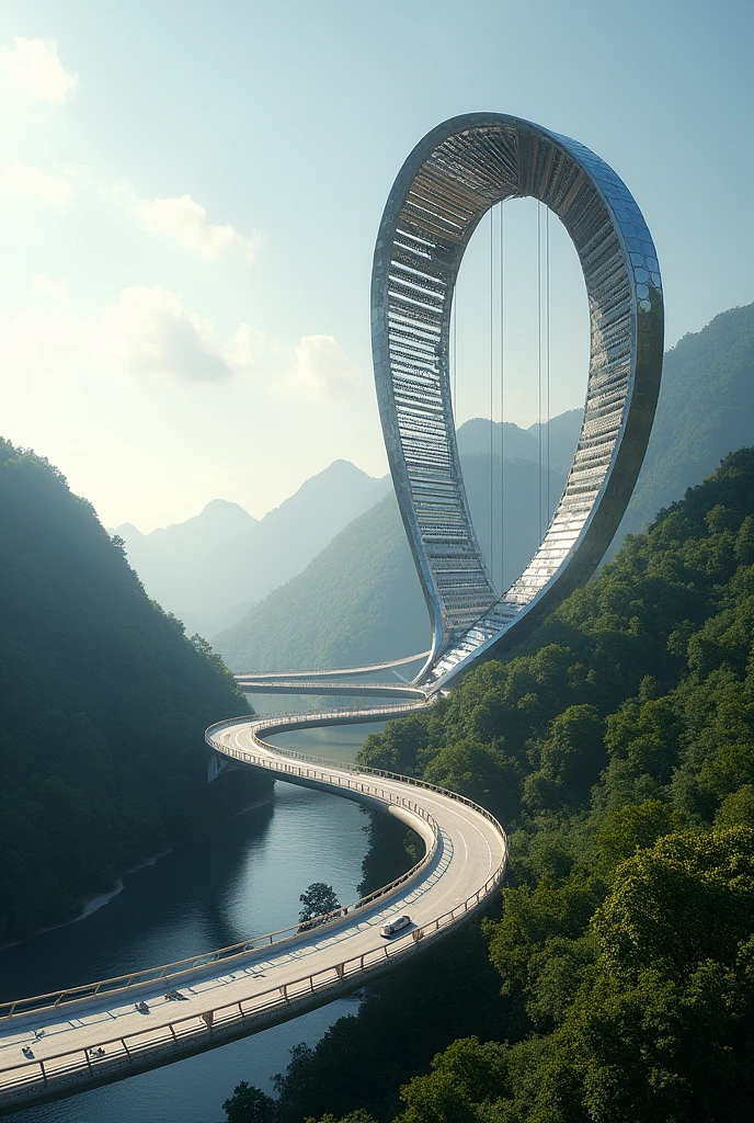 Create a bridge whose biomimetic structure resembles the vertebral column of a snake.