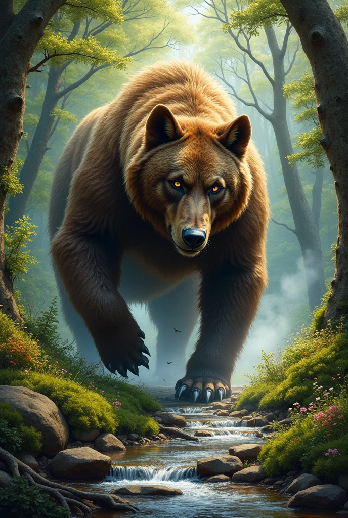 Mythical monster half wolf and half humanoid brown bear in Naucalpan