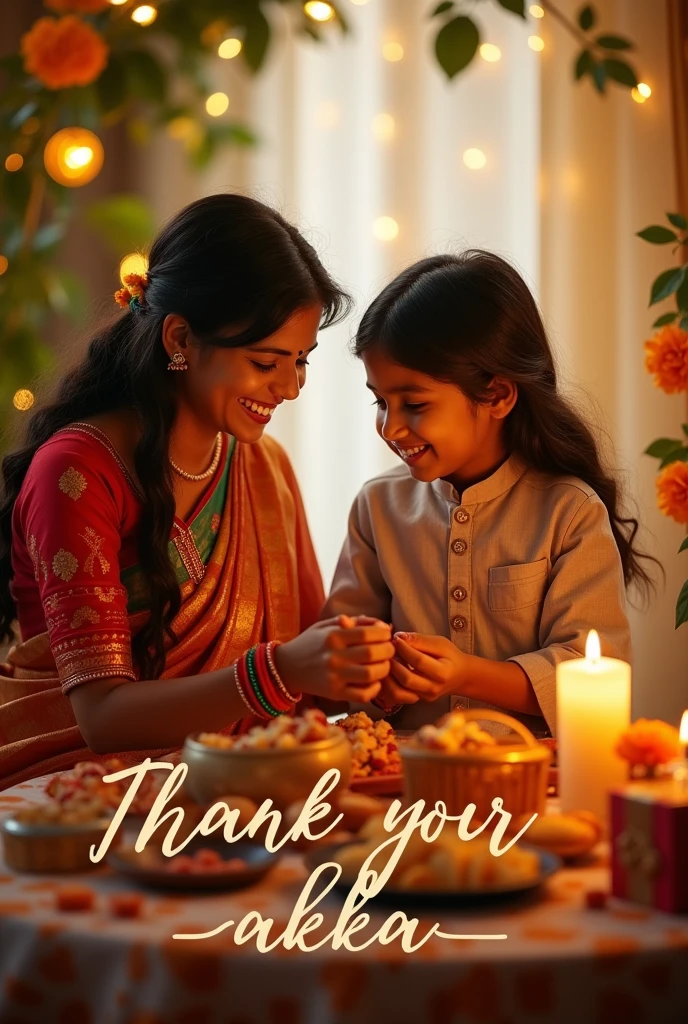 Add text "Thank you akka"
image with rakshabandan image(brother and sister)
