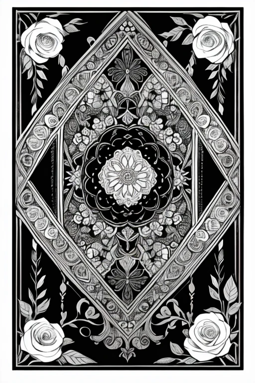 Coloring book for children, cartoon style, low detail, no shadows, black and white image, flowers, plant patterns, ornament. roses, Khokhloma pattern. floral patterns, openwork