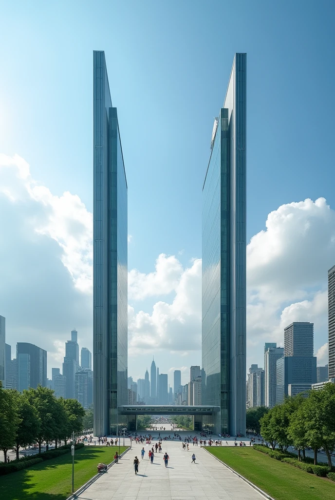 Modern, 1-pillar building, 1 on each side