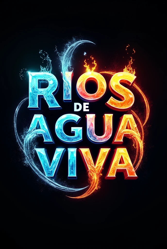 A logo featuring the letters RIOS DE AGUA VIVA formed by water and fire.