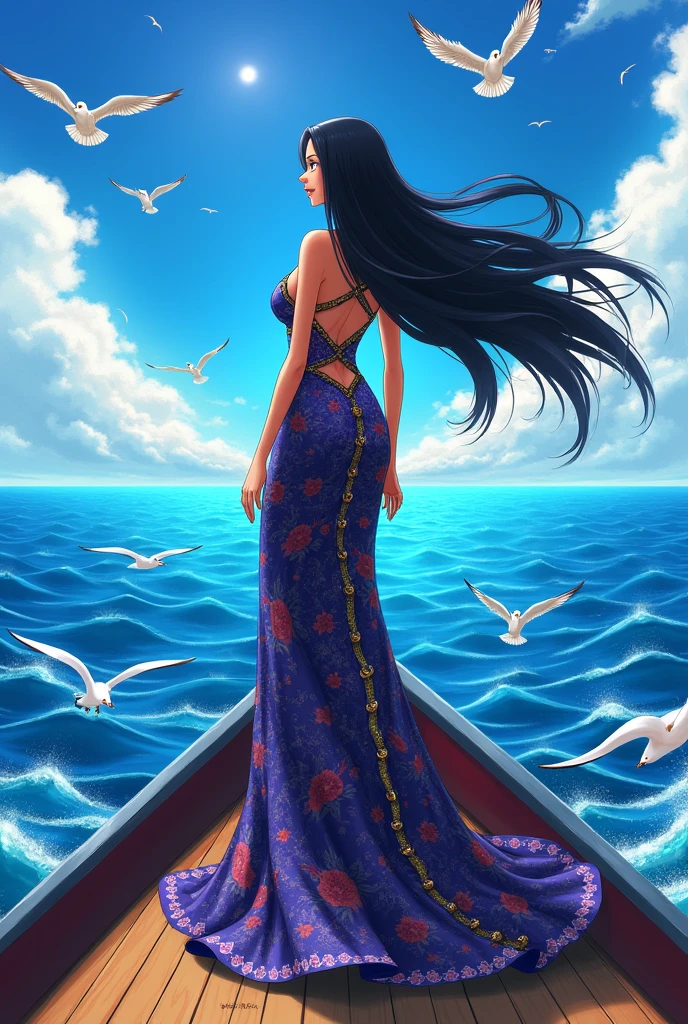 One Piece，Hancock stands at the bow of the ship.