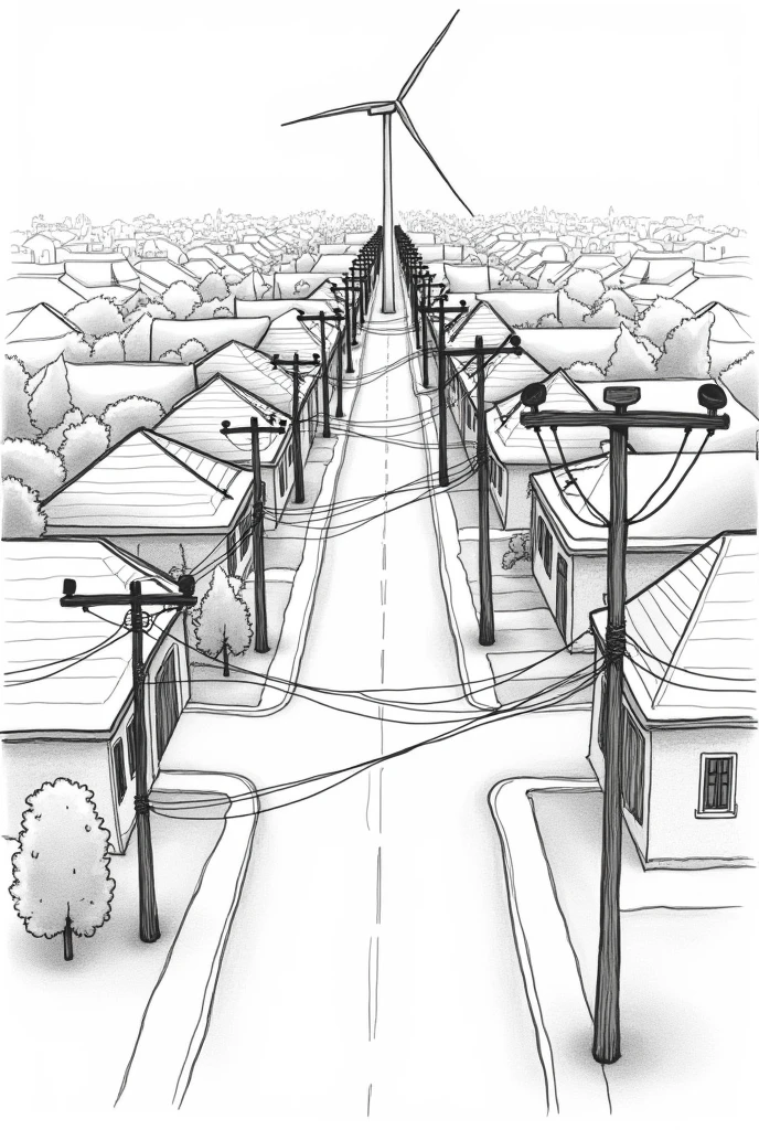 (photorealism:1.2), A design for a plan to implement wind energy in a functioning neighborhood of poles.
I want a plan (ONLY BLACK LINES AND WHITE BACKGROUND) IT SHOULD LOOK LIKE IT WAS DRAWN BY A PERSON