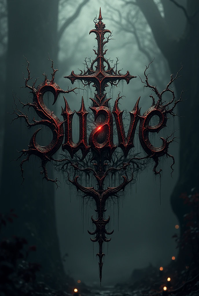 Black metal logo that says suave