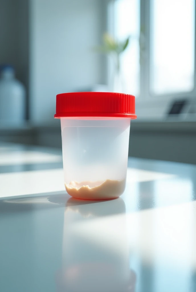 stool sample container with red lid