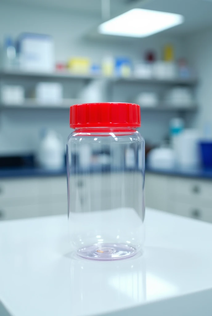 stool sample container with red lid, no sample