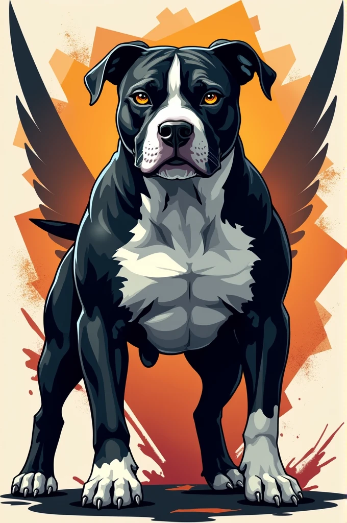 Pitbull, dog, angry, Black and White, vector