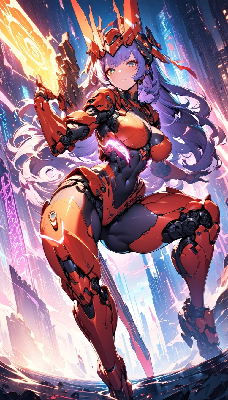 best quality,4k,8k,highres,masterpiece:1.2),ultra-detailed, extremely detailed eyes, extremely detailed body, (large masterpiece digital art), (detailed manga illustration), (detailed line art), ((perfect anatomy)), high quality, expressive eyes, full body, tall girl, detailed face, beautiful face, perfect face, breasts, cleavage, gloves, A photograph of mid-twenties Japanese female android made of shiny white and silver translucent glass and plastic, geisha makeup and hairstyle, silver metal internal body mechanisms, dynamic pose, flowing organic construction, glowing golden circuitry, colorful neon trim, glowing circuitry, neon trim, depth of field focus f/2.8, art by H.R. Giger, Greg Rutowski, bodysuit, thick thighs, toned, emblem, cinematic lighting, dynamic lighting, 4k resolution, dynamic pose, weapon, energy weapon, cover, mecha musume, fortified suit, mechanical parts, headgear, robot joints, bodysuit, deva battle suit, gloves,