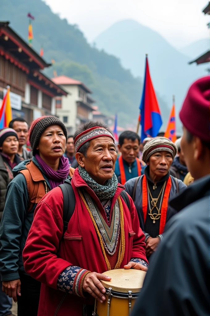 Nepali, bhutia and Lepcha people protesting 