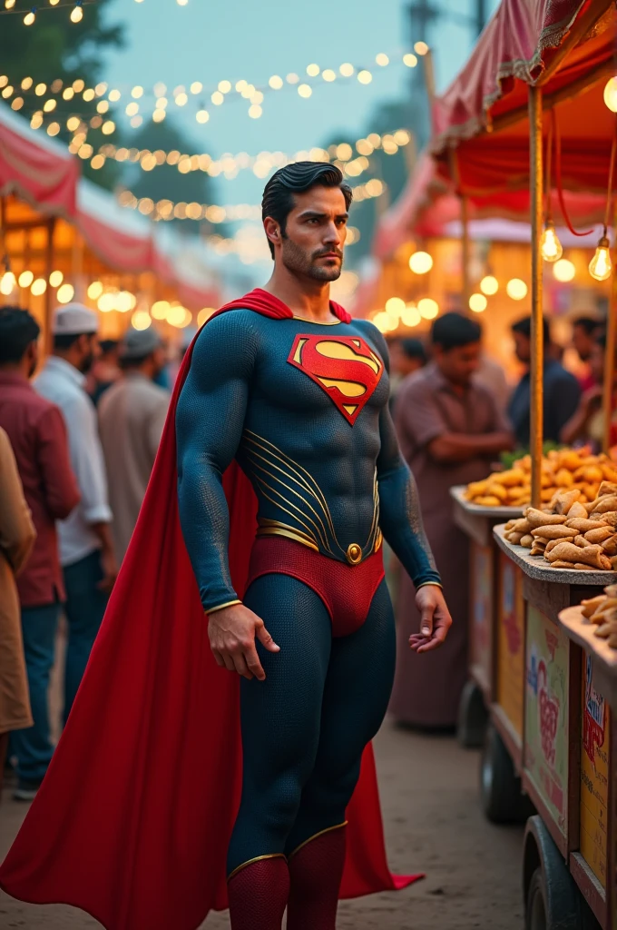 Superman in Pakistan selling foods