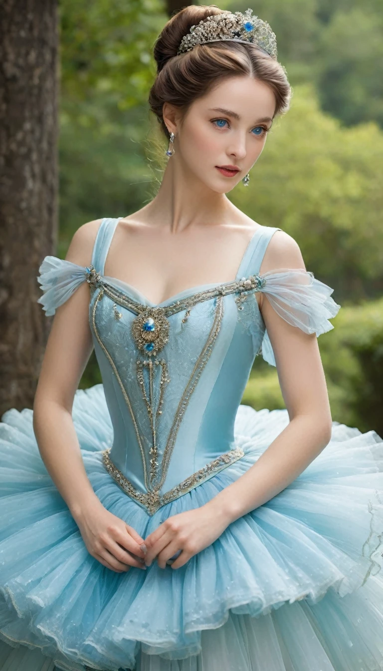 (high resolution,masterpiece:1.2),(Practical:1.37)"(best quality, high resolution, Very detailed, Practical),Beautiful portrait of a 19th century French ballerina, (She is half Scottish，Half Japanese., She is absolutely stunning..，With ice blue eyes and a high nose.:1.1), Exquisite ballet costumes, Detailed facial features, Slender and graceful neck, Aquamarine necklace, Flowing long hair, Calm and elegant posture, charm