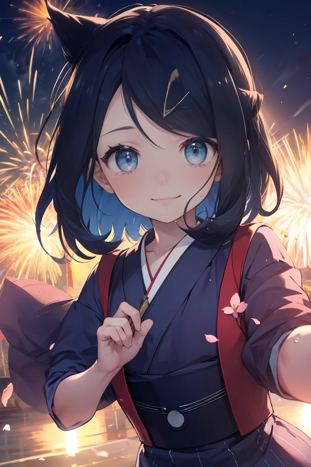 (((((nsfw))))), (masterpiece, Highest quality, 8K ultra-high resolution:1.4), , kawaii, Pokemon Riko, (A colorful navy blue yukata, night: 1.4), (Summer festival), ((turn around)), Beautiful Eyes,Flash photography, Backlight, ((Close-up of face:1.4)), (The best smile of my lover:1.4), ((((Smile brightly)))), (Show your palm to the camera), (Beckon), Written boundary depth, Dramatic portrayal, (Colorful fireworks background), Focus of the film, , Emotional composition, Emotional engine full throttle BREAK Young and cute, Slender body, Flat Chest, Highly detailed glossy skin,Sweat, 完璧なPokemon Riko
, Wind, detailed in the Wind, petals dancing in the Wind
BREAK
ultra detailed crystal eyes, Eyes like shining jewels