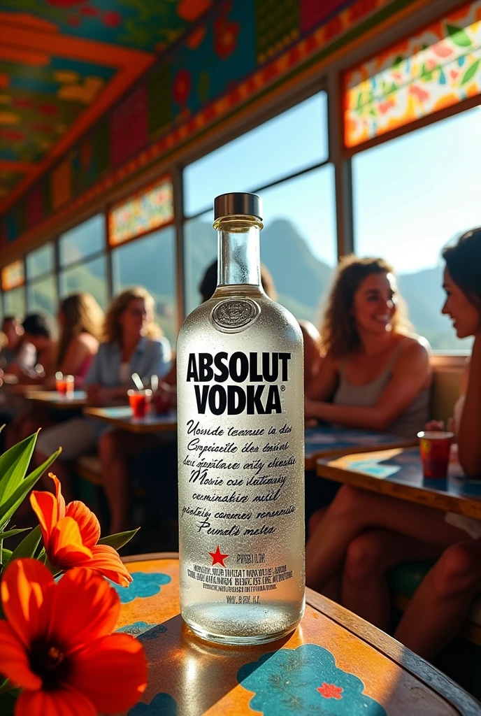bottle of absolut vodka on a bus in Colombia