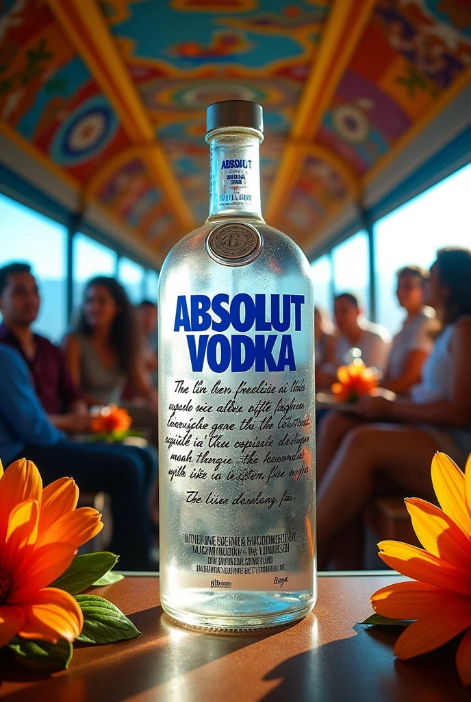 bottle of absolut vodka on a bus in Colombia