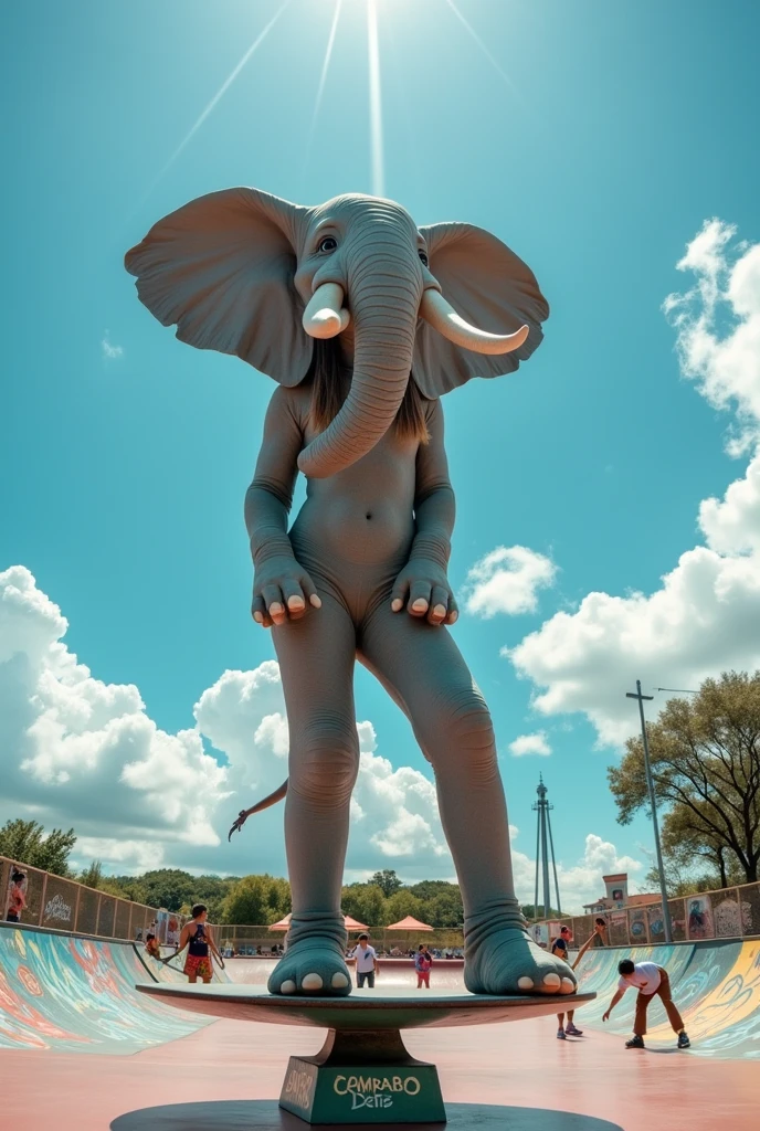 Thais Karla with an elephant face
On top of a scale on the skate track