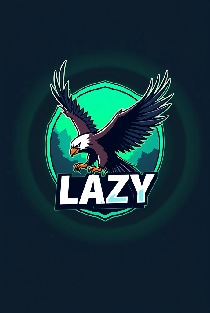 Draw a game logo, team name LAZY, aspect ratio 1:1 Add a picture of a hawk.