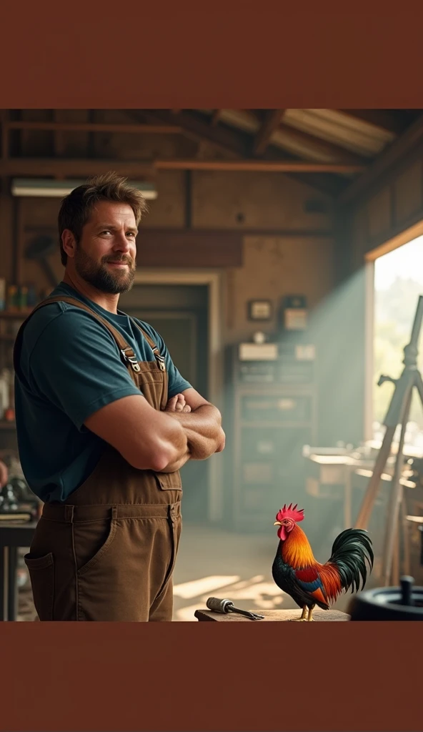 Rooster and mechanic