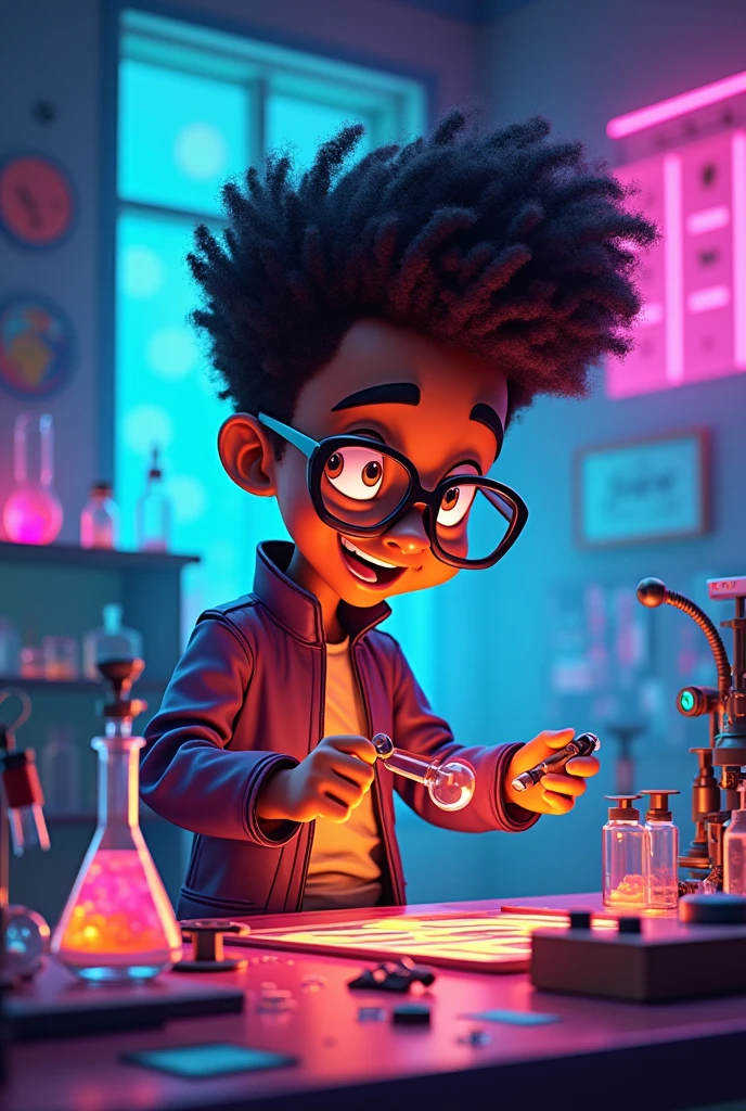 Personagem jimmy nêutron, except in the version with dark skin tone 
