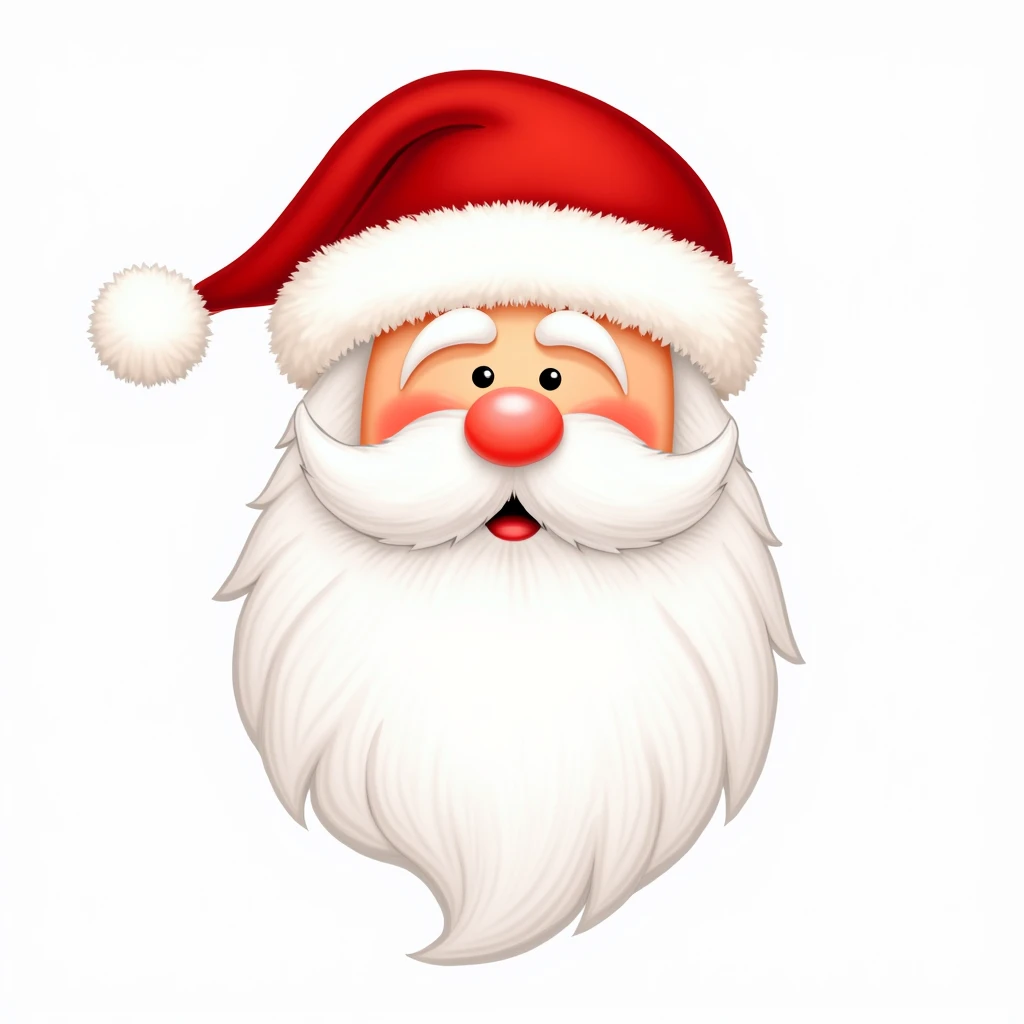 Santa Claus beard and hat, Christmas costume accessory, cartoon style, isolated on white background