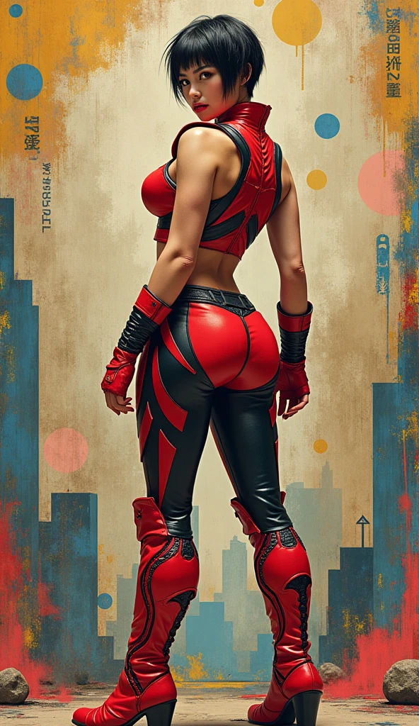 attire, Very short hair fit Woman wearing armor chun li cosplay, Womanly, impossibly small tiny waist abs waistline, circumference of lower extremities far exceeds 80 inches hips, she has massively immense hip measurements, with the worlds largest buttocks, location random, intense detail, bold leggings, hyper realistic, A bottom-heavy, superior body part, voluptuous lower body, feminine figure, portraits, Reductionist form, mujercore, bold lines, in the style of Mike Campau, Iris Van Herpen, Howard Schatz, Russian-Western, an Inferior Physical Goddess.