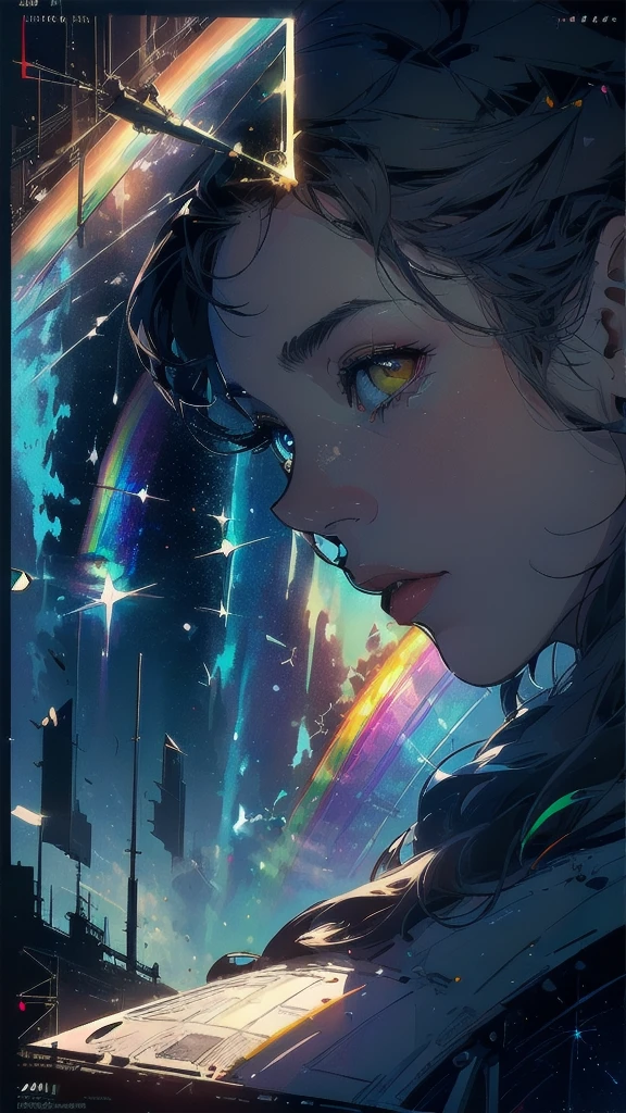 (((masterpiece, highest quality))),(((solo:1.2))),(((1girl:1.2))),32k wallpaper, very detailed, poster, vintage science fiction,(((((geometric cinematic movie poster))))), ((((bauhaus)))),(((abstract))),((((mid century modern)))),(((((portfolio))))),(((((Close-up))))),(((((bust up))))),((((more various angle)))),(((highlight))),((((heterochromia)))),(((complete. detailed face))),(((Extremely talented))),(((most complecated machine))),(((Overall colorfully))),((((((Absolutely simple background)))))),(((amazing huge rainbow))),(((spectrum)))