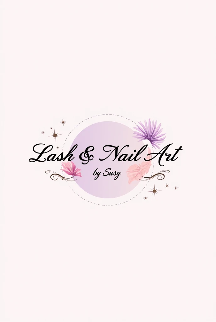A logo that has the title Lash & Nail Art and below by Susy, with images related to beauty