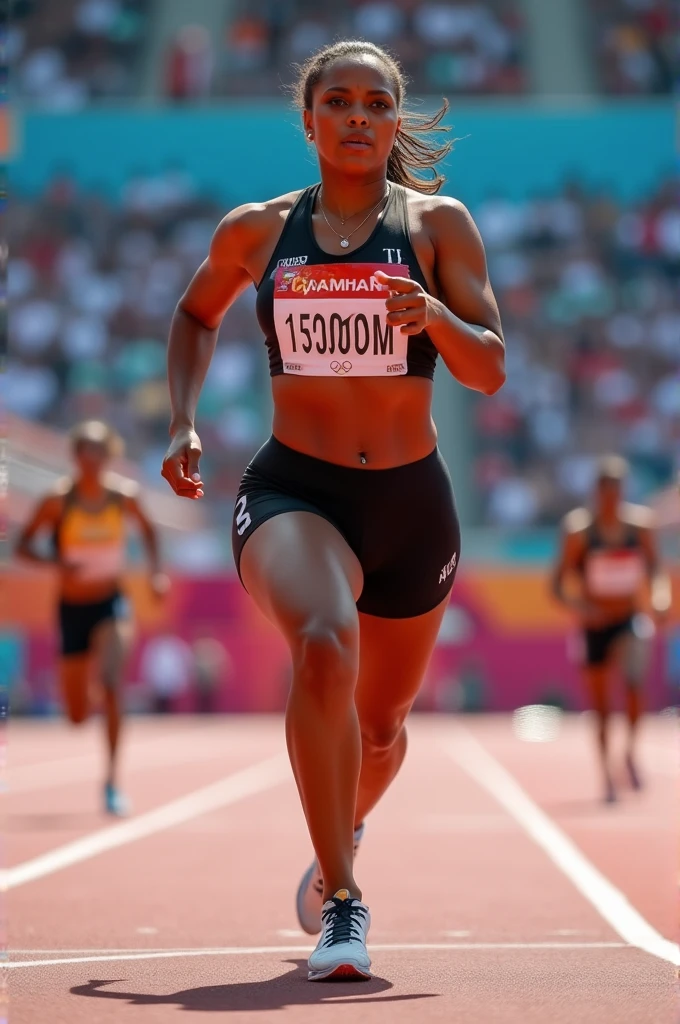 A stuffy expression, drooling, drooling,running fat Olympic athlete,swaying breasts,fat female Olympic 1500m race,with Plump breasts, super breasts, huge breasts, big breasts,a large breasts, big breasts!, thicc,alluring plus sized model, voluptuous body