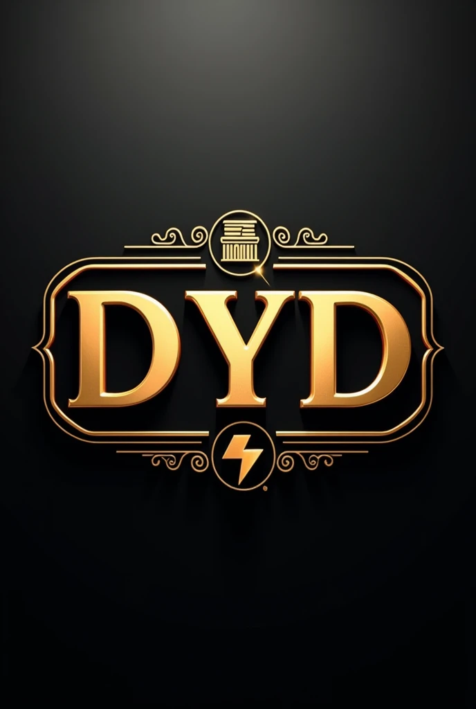 Advertising notice with a matte black background and shiny gold letters with the initials DYD offering chimney, water and electricity maintenance services