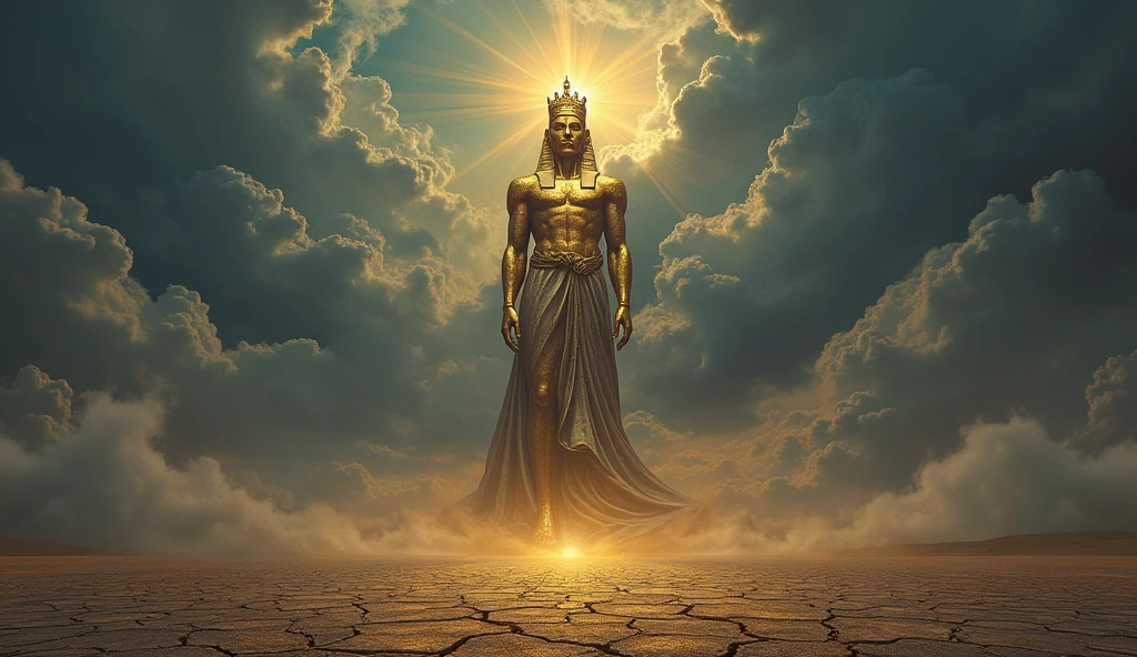 King Nebuchadnezzar has a dream where he sees a tall statue with a head of gold, a chest of silver, a skirt of bronze, and feet of iron and fingers mixed with iron and clay.
