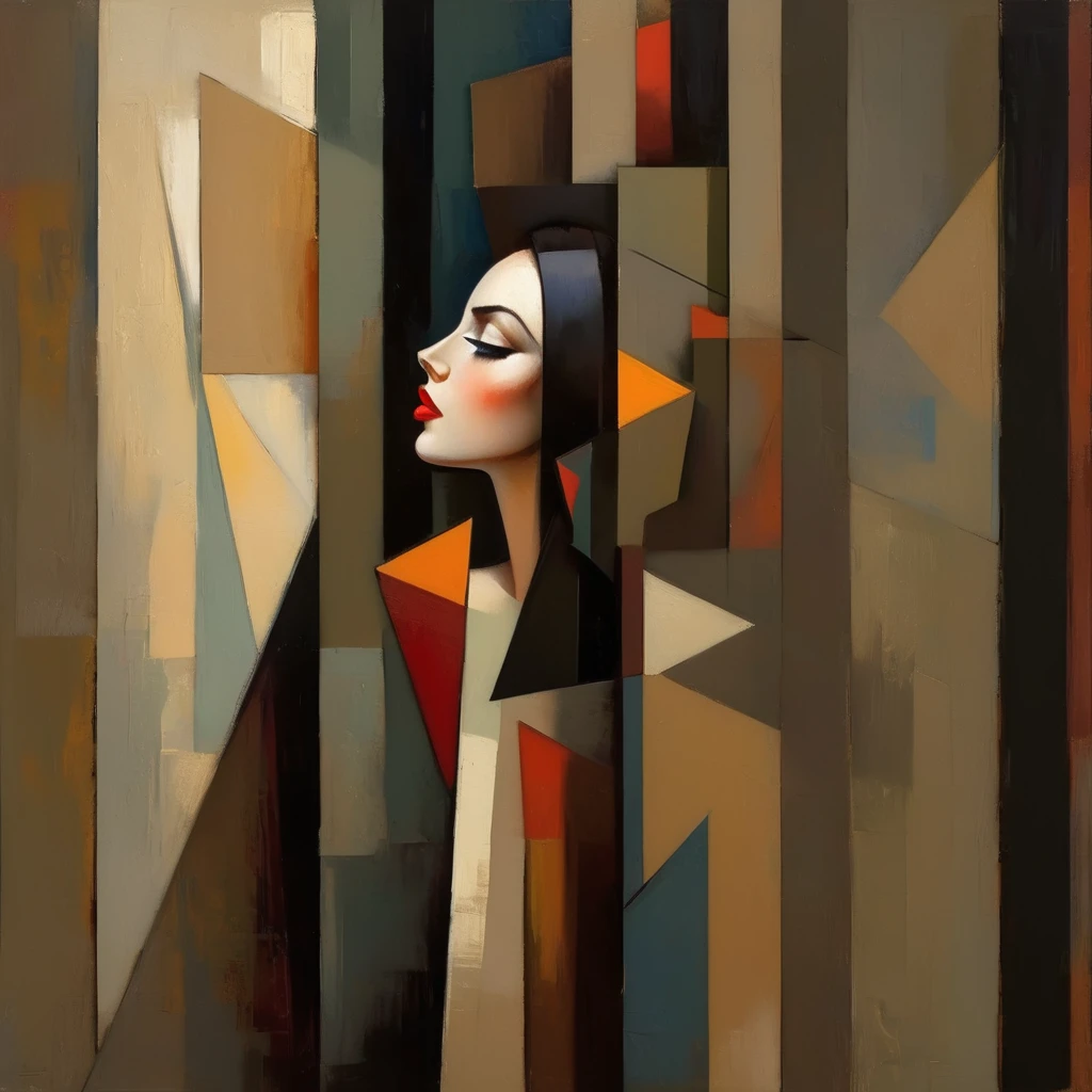 best quality,ultra-detailed,realistic,(cubism:1.2),portrait,colorful,abstract,geometric shapes,cubist style,sharp edges,vibrant colors,playful composition,bold brushstrokes,perspective distortion,intricate patterns,facial features,facial structure,expressive eyes,angular nose,elongated lips,distorted proportions,unique representation,striking abstraction,cubist interpretation,modern art,contrast of shapes and colors,intersecting planes,fragmented forms,collage elements,captivating composition,creative interpretation,dynamic composition,provocative style,fragmented reality,artistic exploration,depth and dimension,abstracted background,mosaic-like effect,expressive brushwork,unified color palette,exploration of multiple viewpoints,innovative artistic style,complexity and simplicity,interplay of shapes and angles,experimental rendering